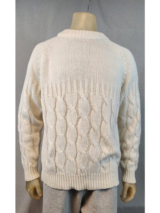 Thane Other - Vintage Thane LARGE White Crew Neck Long Slv Cable Knit Pullover Sweater Top